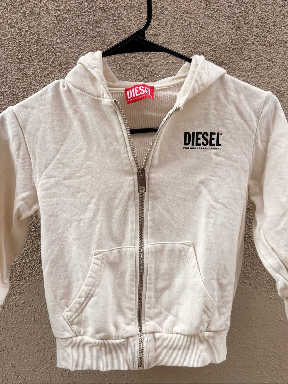 Diesel Kids Cream Full-Zip Hoodie with Logo